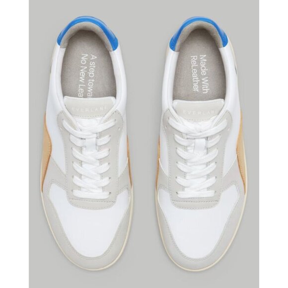 Everlane The ReLeather Court Sneakers in white grey blue New womens Casual - Picture 3 of 9